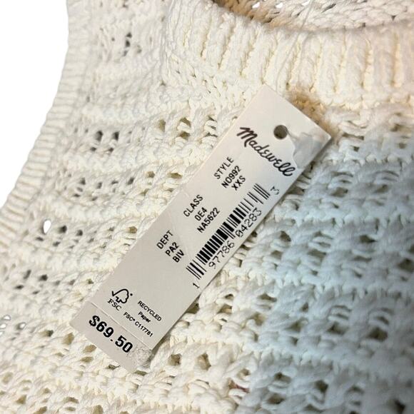 Madewell Ivory Crochet Knit Tank Top XXS 100% Cotton Sweater Vest NWT - Picture 9 of 9